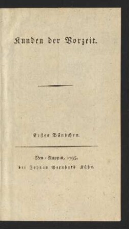 Bändchen 1: Kunden der Vorzeit