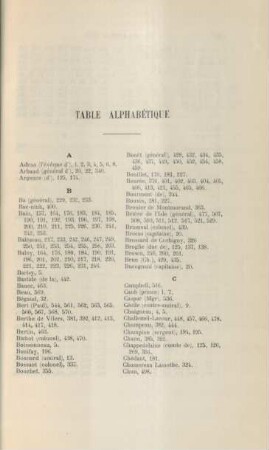 Table alphabétique