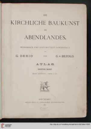 Atlas 1: Die kirchliche Baukunst des Abendlandes: Tafel 1 - 116