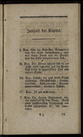 Innhalt der Kapitel.