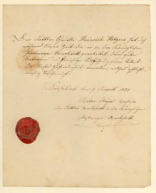 Abgangszeugnis Laurenz Heinrich Hetjens