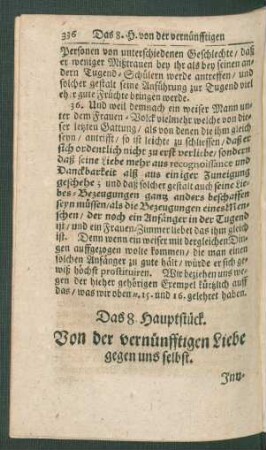 Das 8. Hauptstück. Von der vernünfftigen Liebe gegen uns selbst.