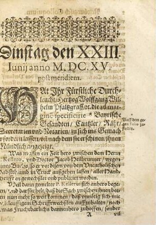 Protocollum Deß Colloquij, so diß M.DC.XV. Jar, zu Newburg an der Donaw, zwischen Jacob Keller, der Societet Jesu Theologo, vnd D. Jacob Heilbrunner, Weyland Newburgischen Hoffprediger, vber etliche hochuerweißliche verfälschte Oerter seines (Heilbrunners) Buchs, welches er das Vncatholisch Bapstumb intitulirt, offentlich gehalten worden : Sampt einer vorgehenden nutzlichen Instruction zu besserem Verstand deß Protocolli