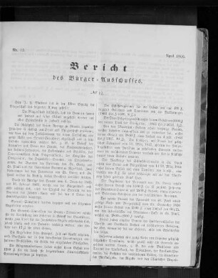 Nr. 12. Bericht des Bürger = Ausschusses. April 1866.