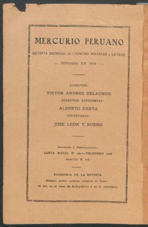 "Mercurio Peruano" - [Pie de imprenta]