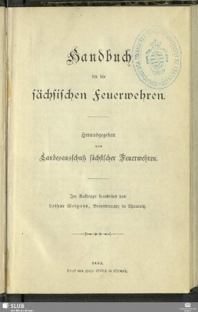Handbuch für die sächsischen Feuerwehren