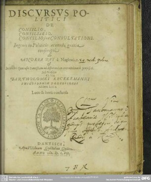 Discursus politici de consilio, de consiliario et de concilio sive consultatione