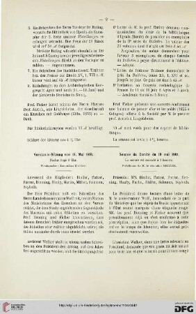 $ Vorstands-Sitzung vom 19. Mai 1901 / Séance du Comité du 19 mai 1901