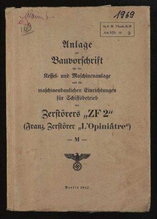 Bauvorschrift Kessel- u. Maschinenanlage Zerstörer ZF 2