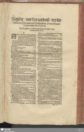 Register, vnd Verzeichniß, der fürnembsten Historien vnd Geschichten, so von Flauio Josepho in disem Buch beschriben