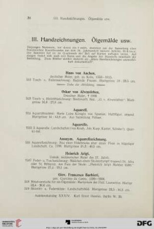 Handzeichnungen. Ölgemälde (Nr. 512-826)