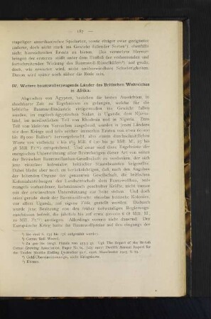 IV. Weitere baumwoolerzeugende Länder des Britischen Weltreiches in Afrika.