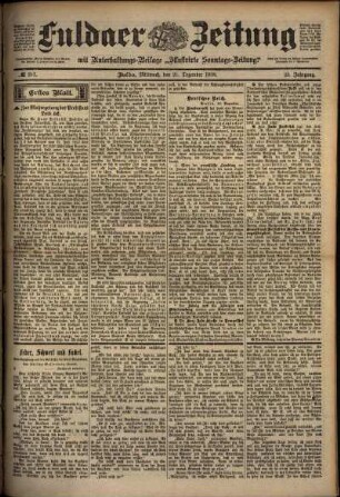 Erste Ausgabe vom Mittwoch, den 21. Dezember 1898.
