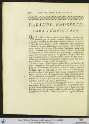Parjure, Fausseté, Faux Témoignage