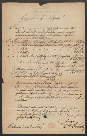 Brief an B. Schott's Söhne : 06.06.1843