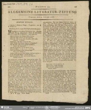 Allgemeine Literatur-Zeitung, Nr. 54, vom 17.02.1797, Jena