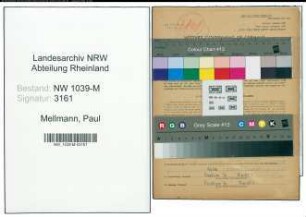 Entnazifizierung Paul Mellmann , geb. 01.10.1899 (Geschaeftsfuehrer)