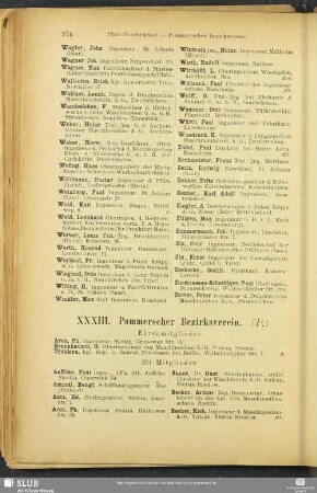 XXXIII. Pommerscher Bezirksverein.