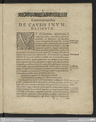 Commentariolus DE CAUSIS INUNDATIONUM.