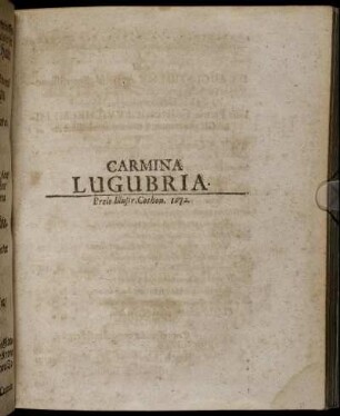 Carmina Lugubria.
