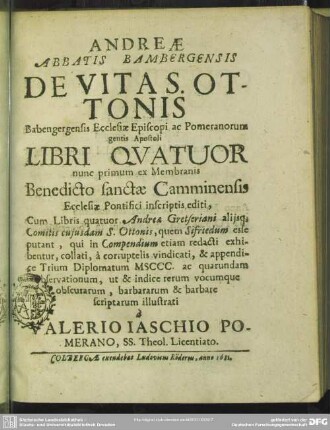 De Vita S. Ottonis Babengergensis Ecclesiae Episcopi
