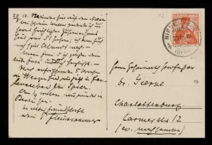 Postkarte von P. Fleischhammer [?] an Otto von Gierke, Niesen, 20.8.1910