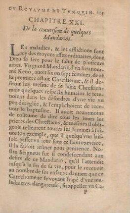 Chapitre XXI. De la conversion de quelques Mandarins