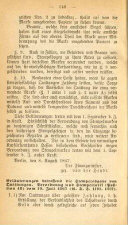 Erläuterungen betreffend die Stempelabgabe von Quittungen