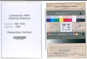 Entnazifizierung Hermann Wassenberg , geb. 02.10.1905 (Zahnarzt)