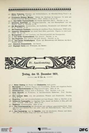 IV. Auctionstag: Freitag, den 13. December 1901