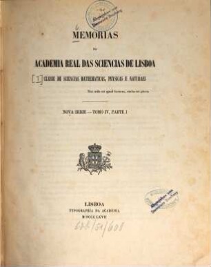 Memorias da Académia Real das Sciências de Lisboa, 4,1. 1867