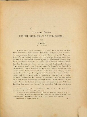 Ein neuer Beweis für die Riemann'sche Thetaformel