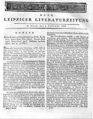 Kleine Romane und Erzählungen von Friedr. Rochlitz. Erster Band. VIII u. 350 S. Zweyter Band. 335 S. Dritter Band. 338 S. Züllichau, bey Darnmann. 1807. 8.