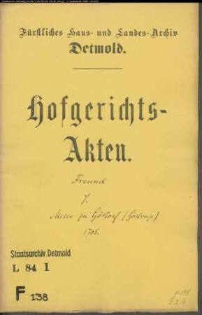 Freund, Joh. Christophs Witwe zu Lüdenhausen gegen Meier zu Göstrup - Schuldforderung