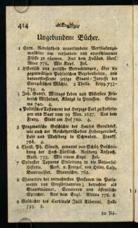 414-461, Ungebundene Bücher.