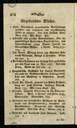414-461, Ungebundene Bücher.
