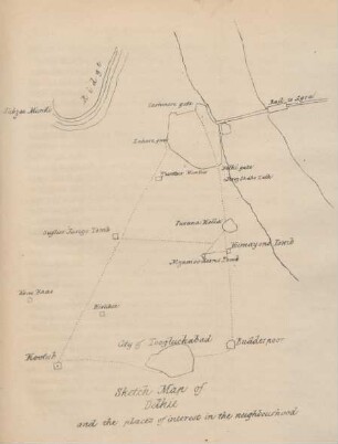 Sketch map of Delhi and the places of interest in the neighbourhood
