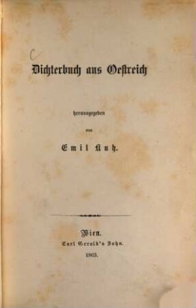 Dichterbuch aus Oestreich
