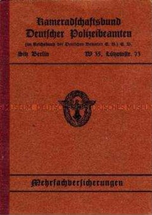 Quittungsbuch des Kameradschaftsbundes Deutscher Polizeibeamten