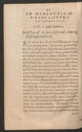 Cap. I. Quid Dialectica.