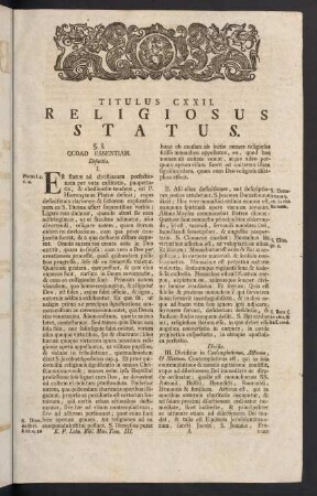 1-20, Titulus CXXII. Religiosus Status.