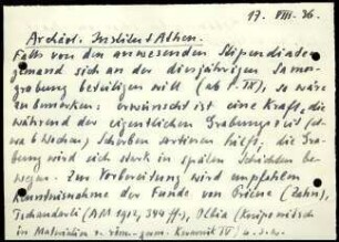 E. Buschor an DAI Athen