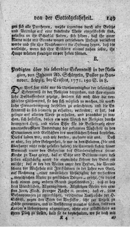 Predigten über die lebendige Erkenntniß in der Religion.