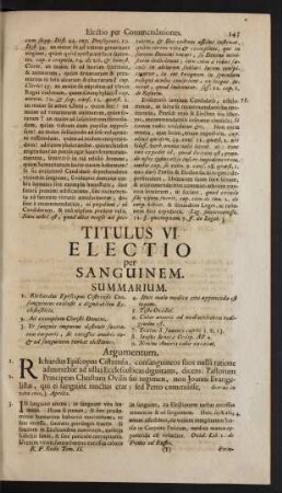 Titulus VI. Electio per Sanguinem