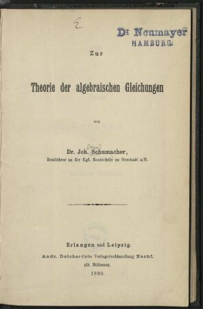 Zur Theorie der algebraischen Gleichungen