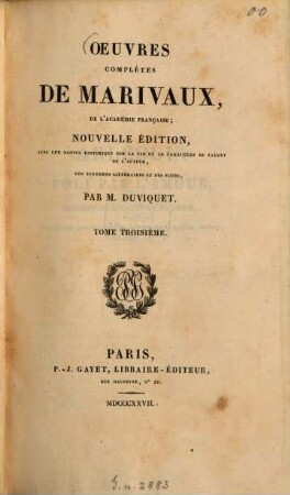 Oeuvres complètes de Marivaux, 3