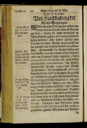 Das VI. Capitel. Von Handhabung der Reichs-Satzungen