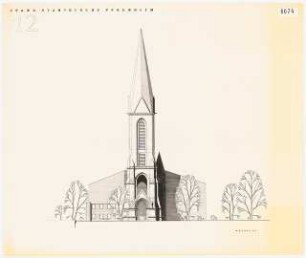 Evangelische Stadtkirche Pforzheim: Ostansicht 1:100 (vgl. Inv.Nr. 38066)