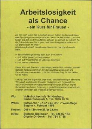 Arbeitslosigkeit als Chance