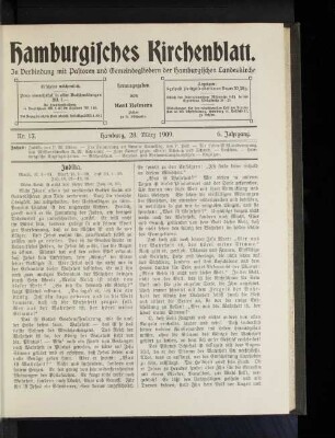 Nr. 13. Hamburg, 28. März 1909. 6. Jahrgang.
